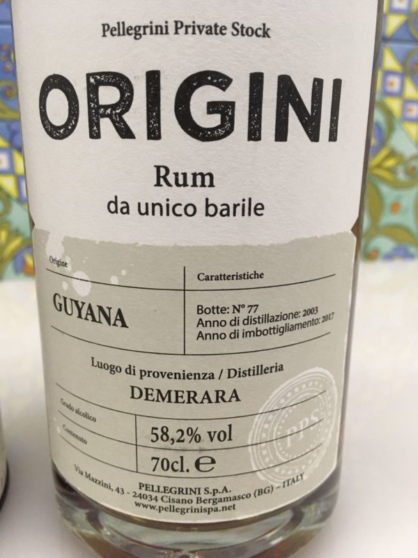 Rum Guyana Demerara 2003 14 Y.o Vol.58,2% cl.70 – Pellegrini