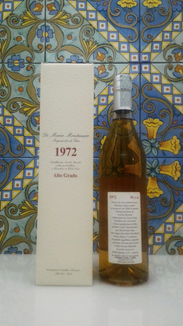 Acquavite di Vino “Alto Grado” 1972 – Dr. Mario Montanaro Vol.52% cl.70