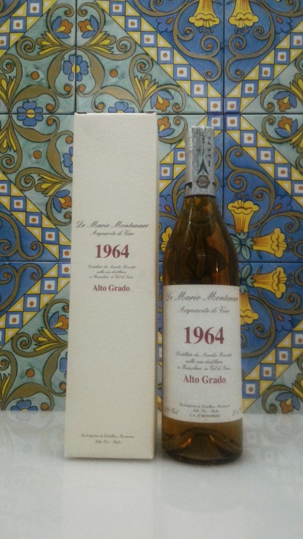 Acquavite di Vino “Alto Grado” 1964 – Dr. Mario Montanaro Vol.52% cl.70