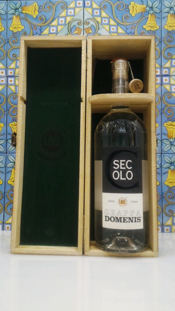 Grappa Domenis 1898  storica “Secolo” magnum con astuccio in legno- lt.1,5