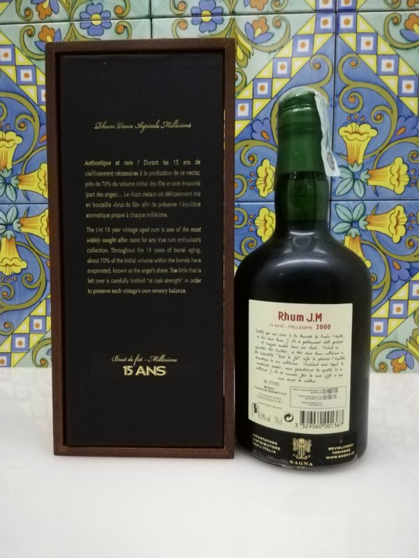 Rum J.M. Agricole Martinique 2000 15 y.o.  Vol.41,9% cl.70 wood box